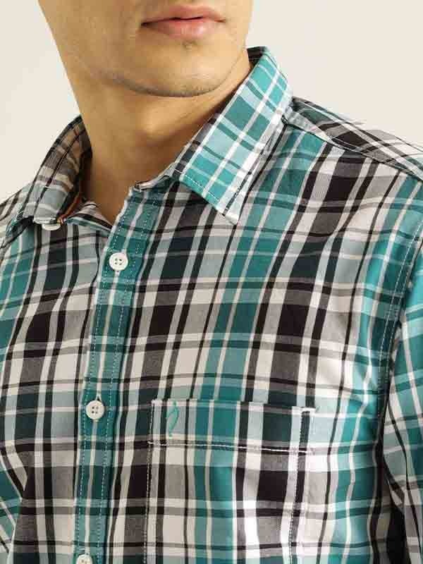 Indian Terrain Men Checkered Green Shirt